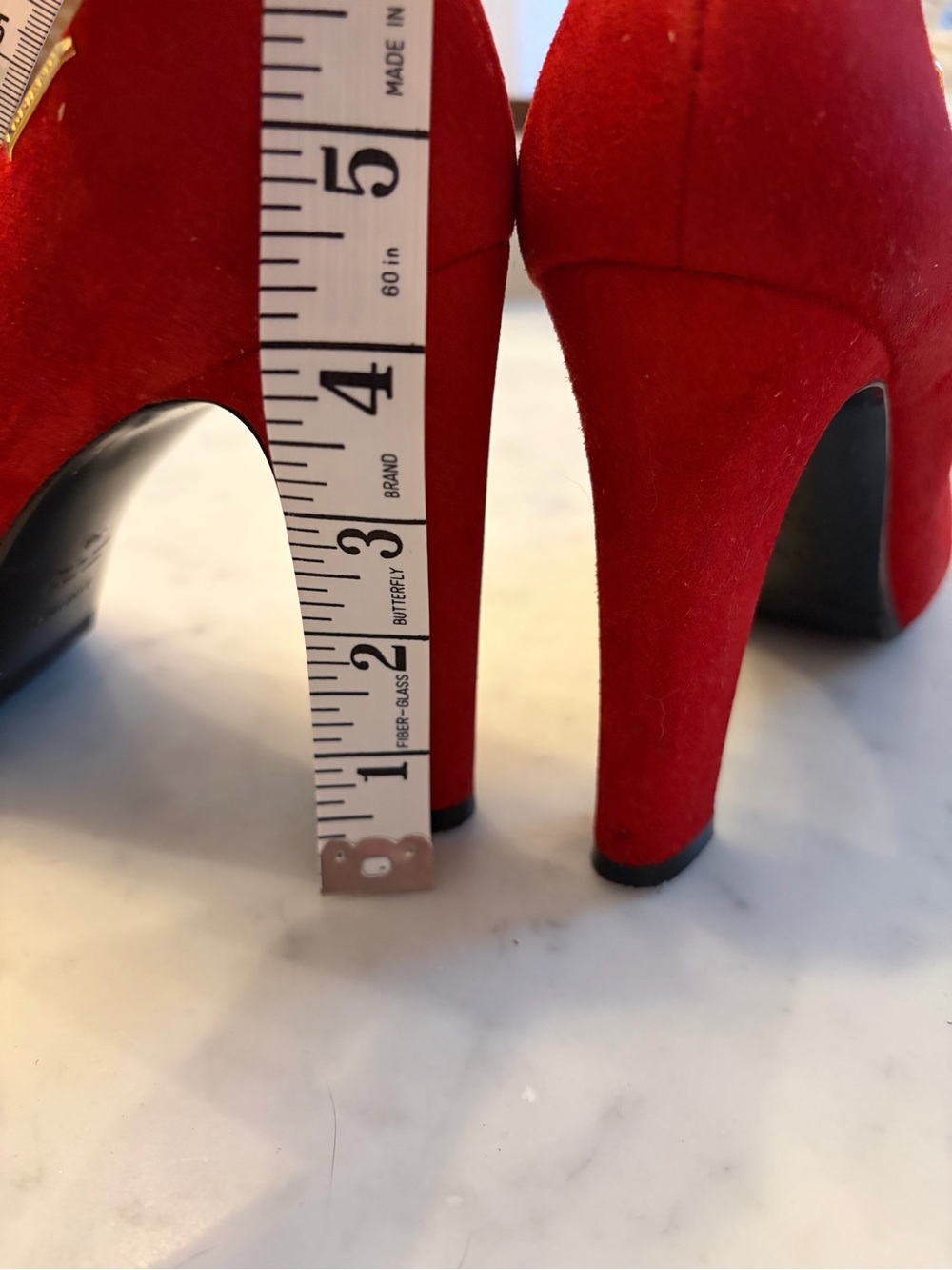 loriblu luxury Italian Designer Red‎ Suede Heels Size 38 - Picture 15 of 16